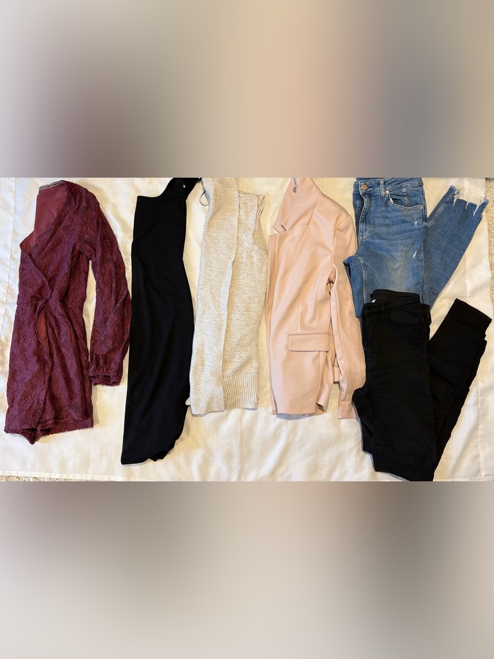 Size medium clothing lot vest, Zara dress, 2 Jeans, romper dress, blazer